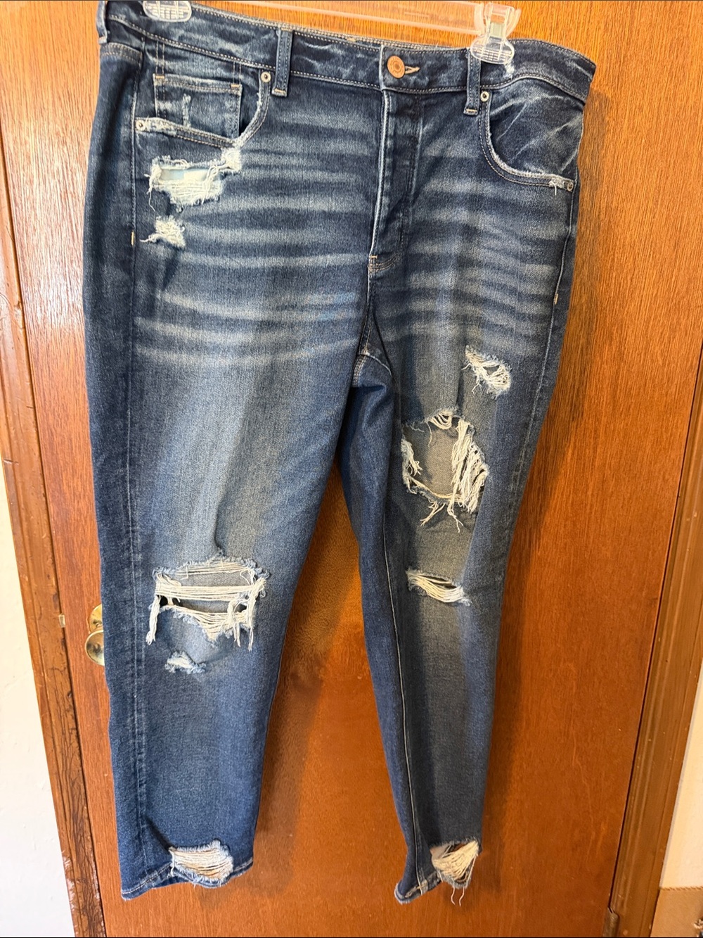 American Eagle High Rise TOMGIRL Jeans Size 14 Stretch Button Fly